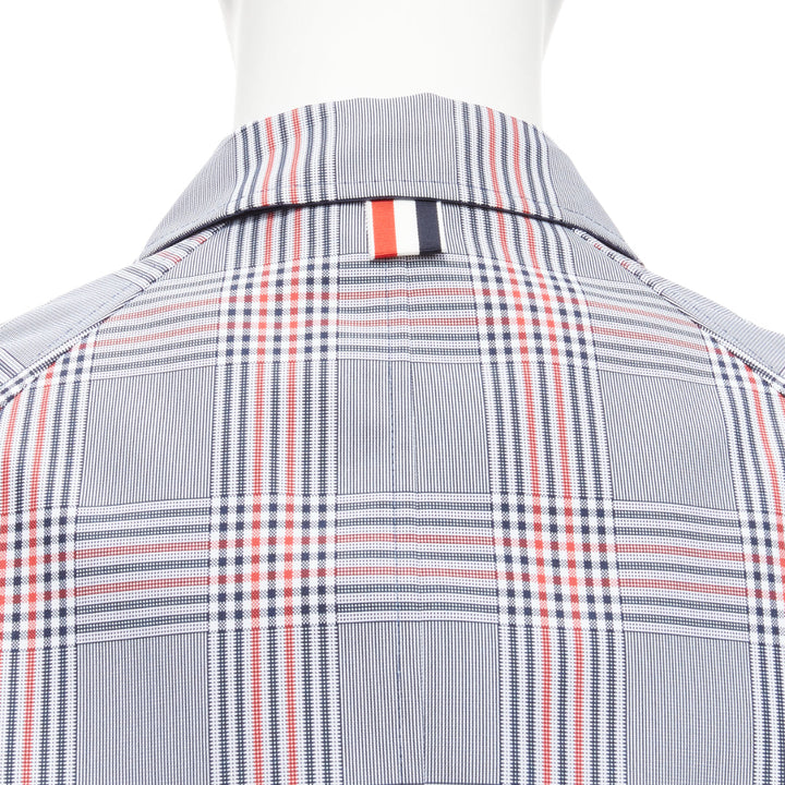 THOM BROWNE Reversible navy blue  classic check gold buttons overcoat JP2 M
