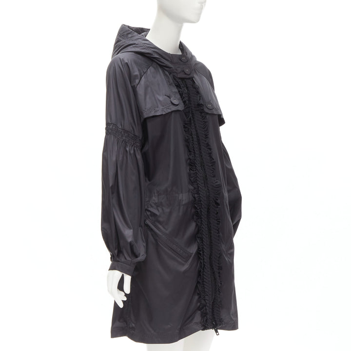 STELLA MCCARTNEY ADIDAS pleated ruffle light nylon windbreaker anorak jacket S