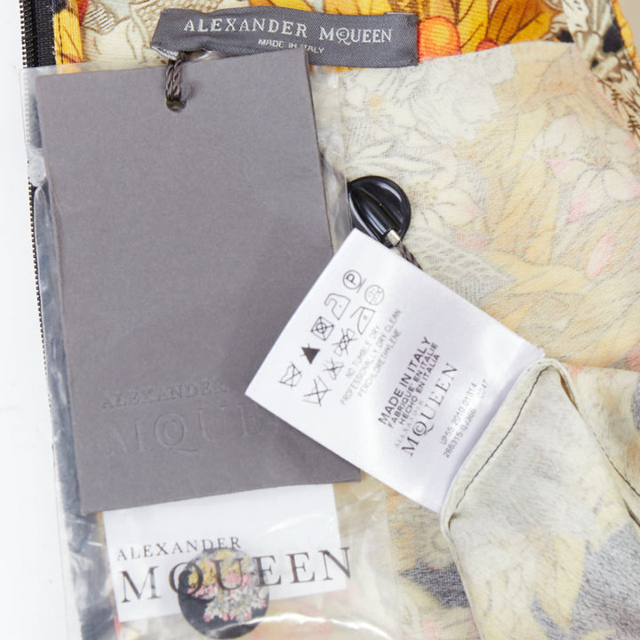 rare ALEXANDER MCQUEEN 2011 Runway Skeleton Foliage floral ruffle dress IT40 S