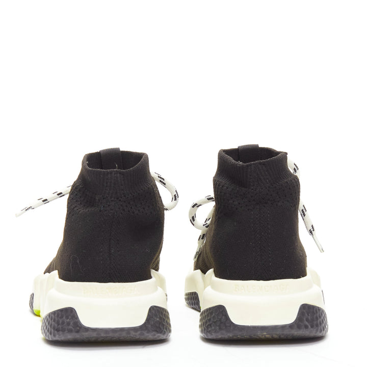 BALENCIAGA Speed black fabric neon yellow sole sock sneakers EU37