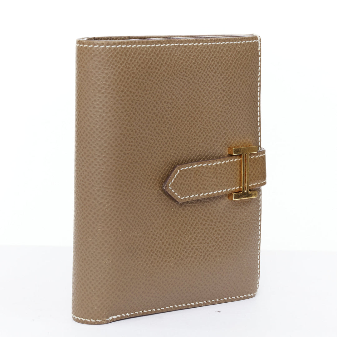 HERMES Bearn Compact etaupe brown GHW H strap epsom wallet