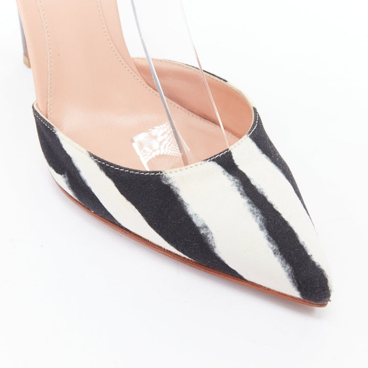 GIANVITO ROSSI ALTUZARRA black cream zebra stripe stripe print pumps EU37