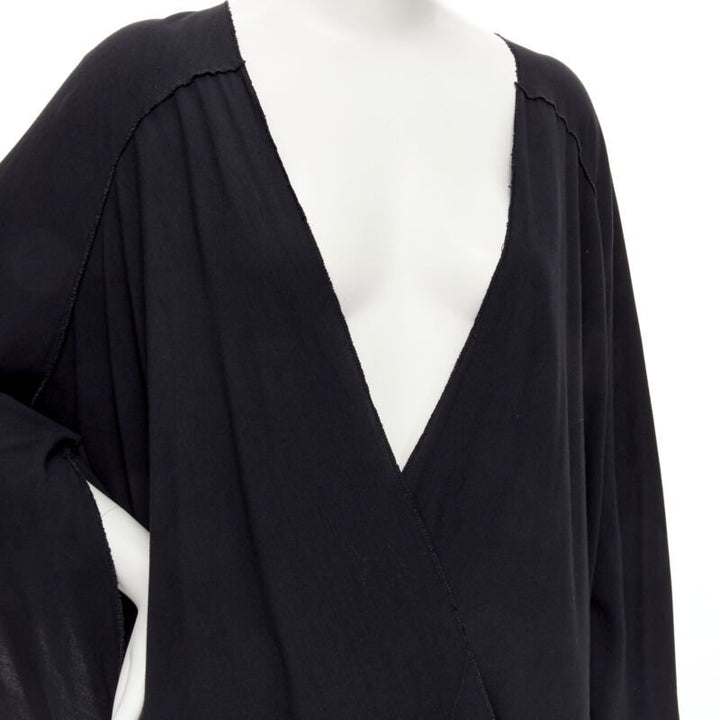 rare COMME DES GARCONS Vintage 1980's black asymmetric wrap kimono robe dress
