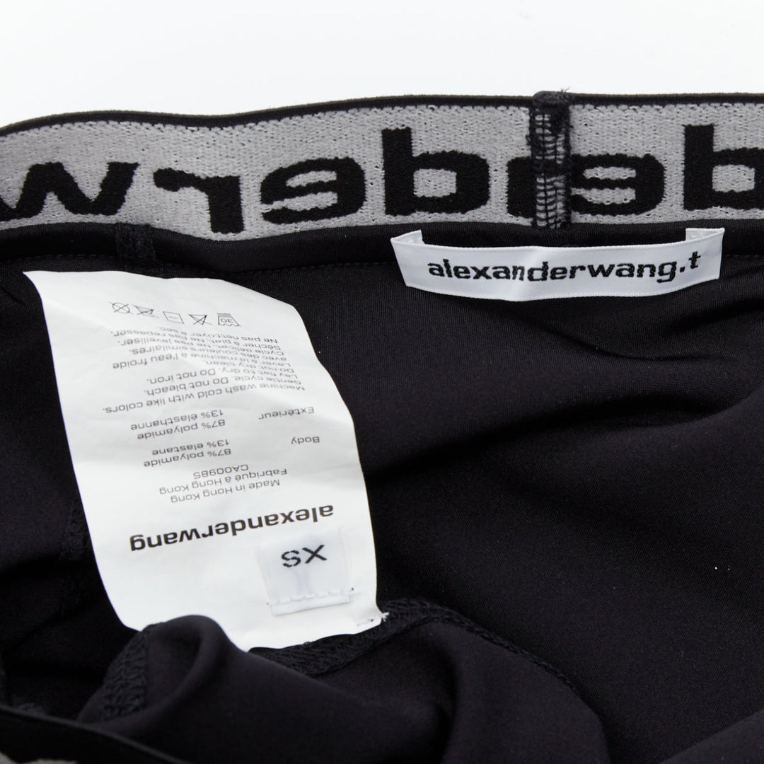 T ALEXANDER WANG black lace trim logo tape waistband mini skirt XS