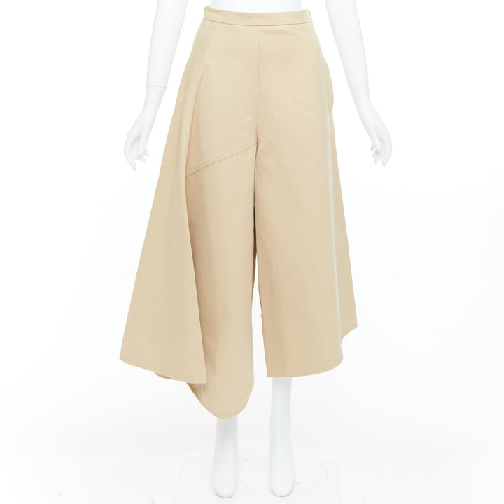 PORTS 1961 beige cotton asymmetric wide cropped culottes pants IT38 XS