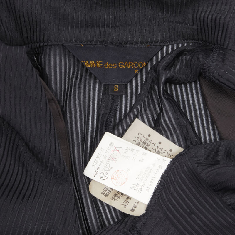 Runway COMME DES GARCONS 80's black striped sheer ruffle cropped blazer jacket S