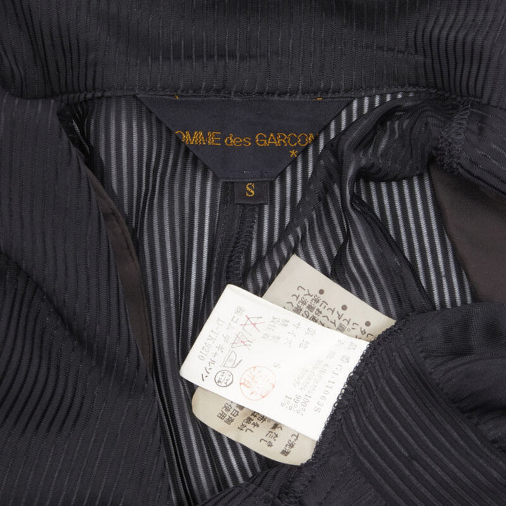 Runway COMME DES GARCONS 80's black striped sheer ruffle cropped blazer jacket S