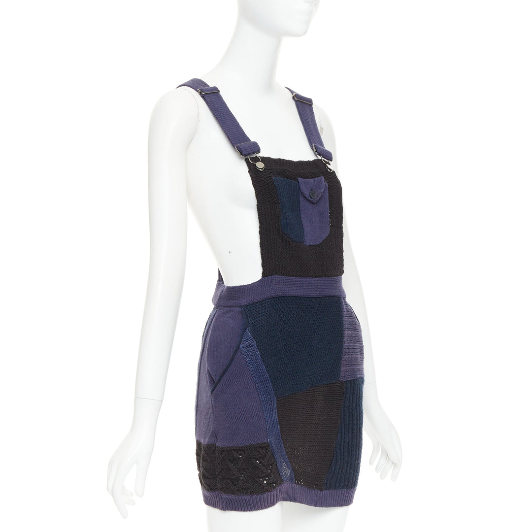 3.1 PHILLIP LIM Patchwork Jumper Dress black ink blue knitted cotton wool XS