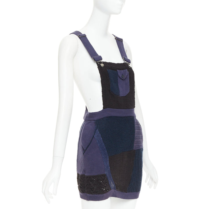 3.1 PHILLIP LIM Patchwork Jumper Dress black ink blue knitted cotton wool XS