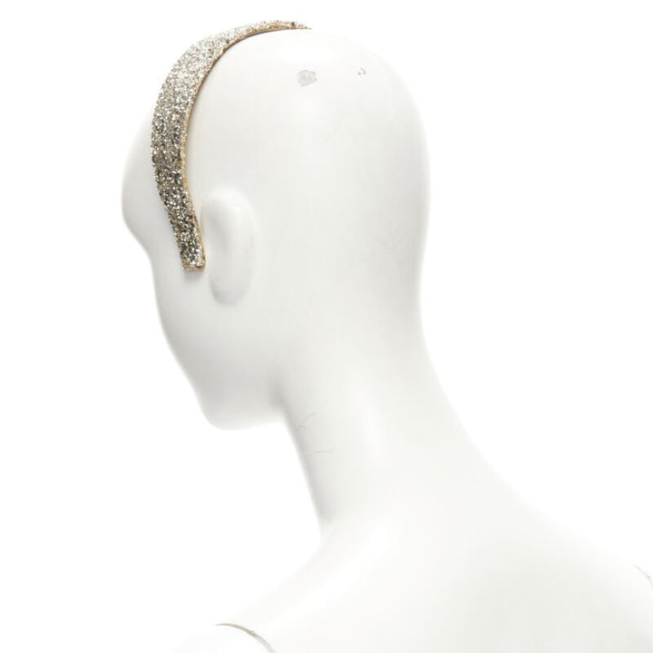 MIU MIU gold glitter frayed edge grosgrain bow wide headband