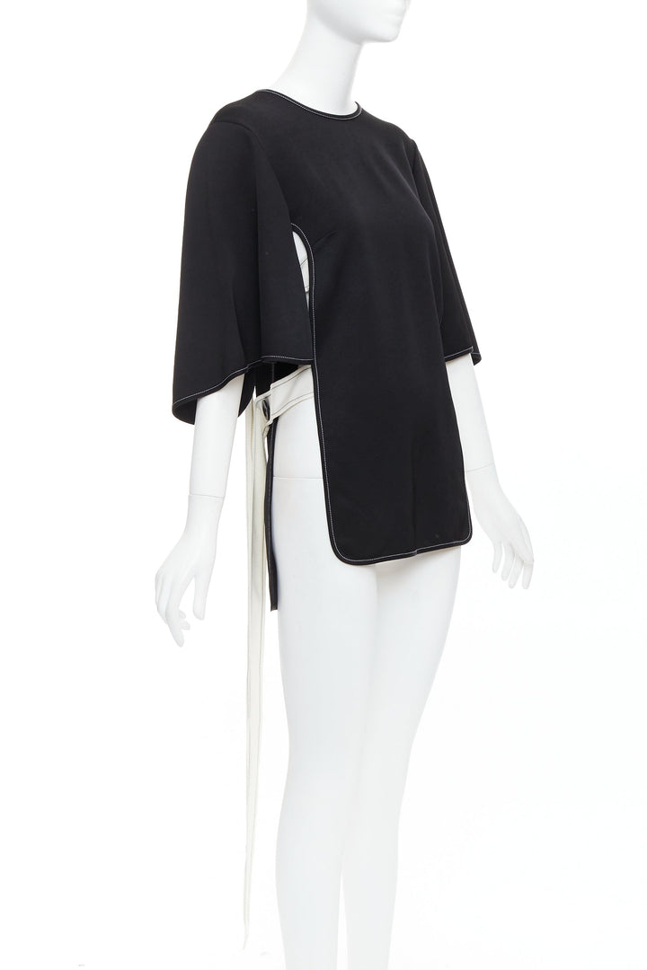 ELLERY black white bicolor cut out overstitch backless hi-low top UK8 M