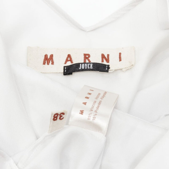 MARNI white viscose cowl neck curved seam slit pocket top IT38 XS