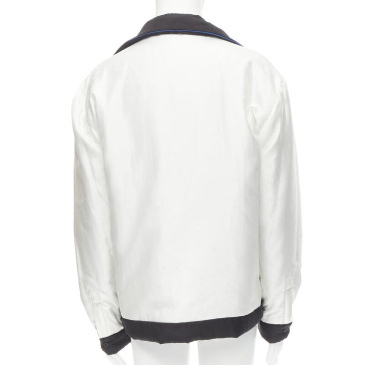 FENDI 2021 Reversible 100% silk black white logo padded jacket IT48 M