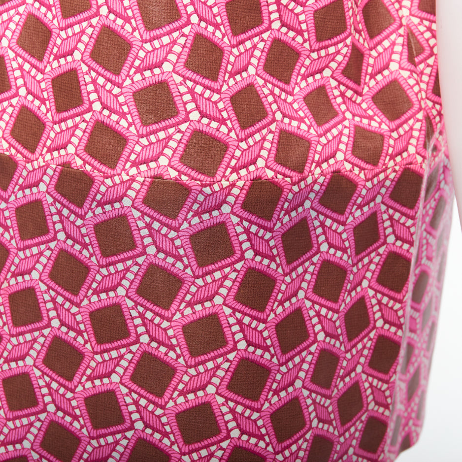 rare LOUIS VUITTON leather pink enlarged lattice lace print boxy top FR36 S