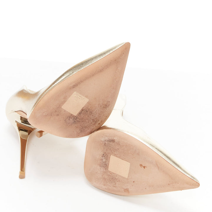 JIMMY CHOO Anouk gold metallic leather classic pointy toe stiletto pumps EU39