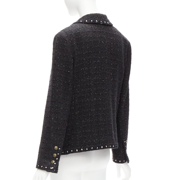 rare CHANEL 05A Fantasy Tweed CC button 4 pocket little black jacket FR44 2XL