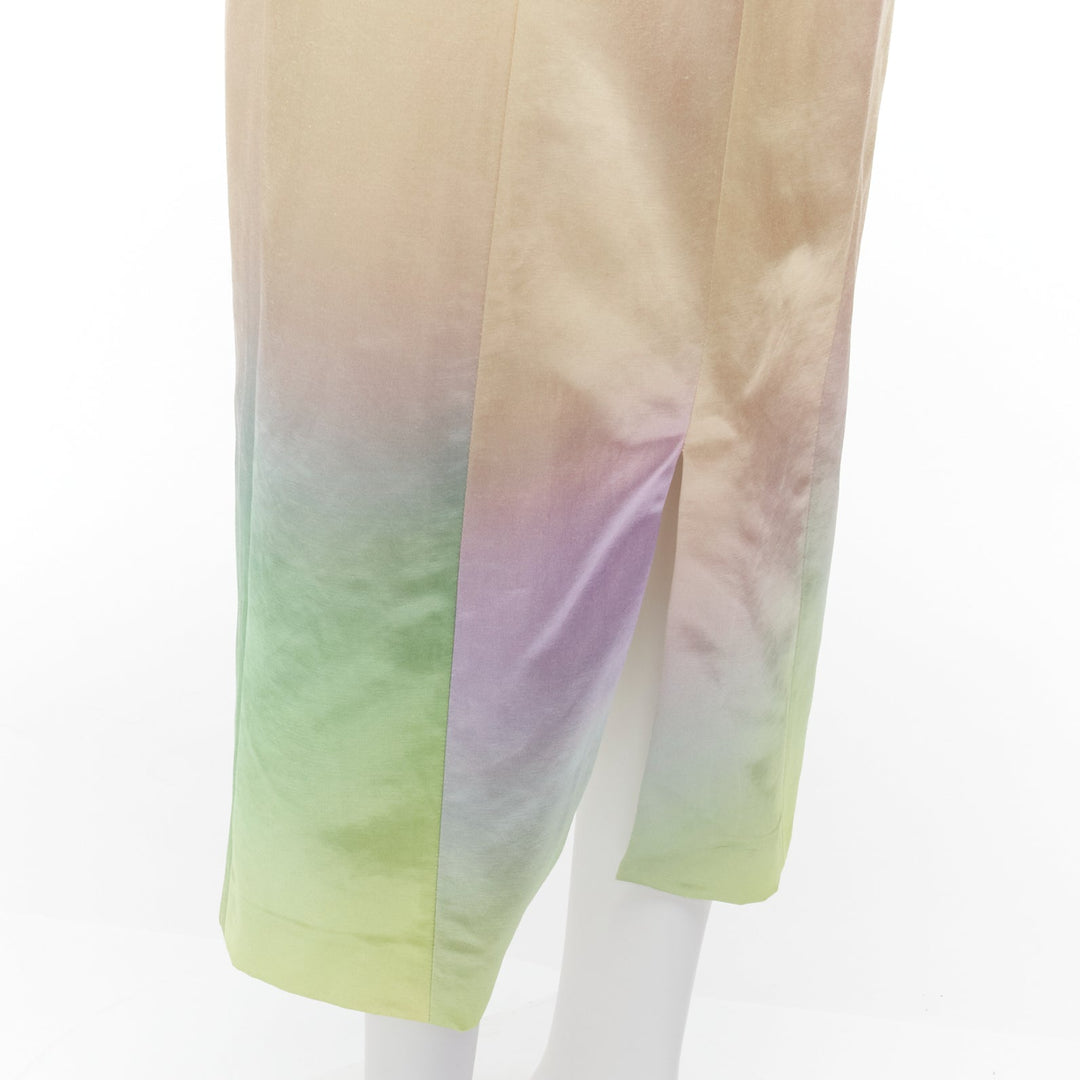 MERYLL ROGGE 2021 Runway pastel rainbow ombre rainbow draped side dress FR36 S