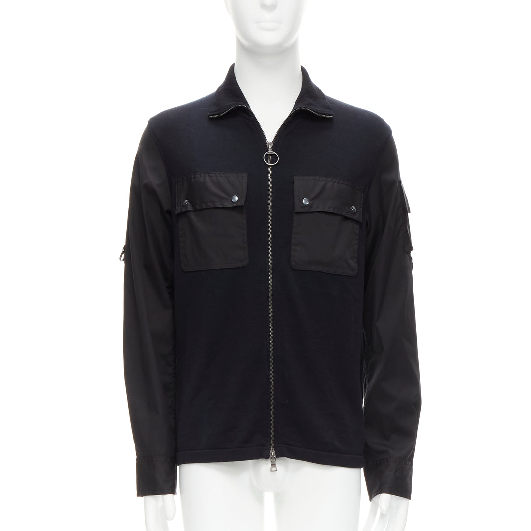 PRADA LINEA ROSSA black cotton utility pocket zip up  jacket IT50 L