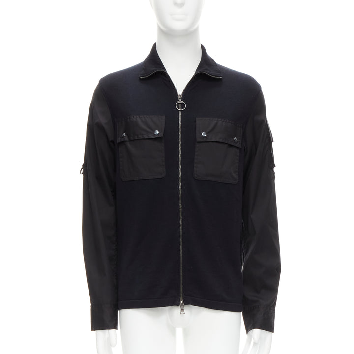PRADA LINEA ROSSA black cotton utility pocket zip up  jacket IT50 L