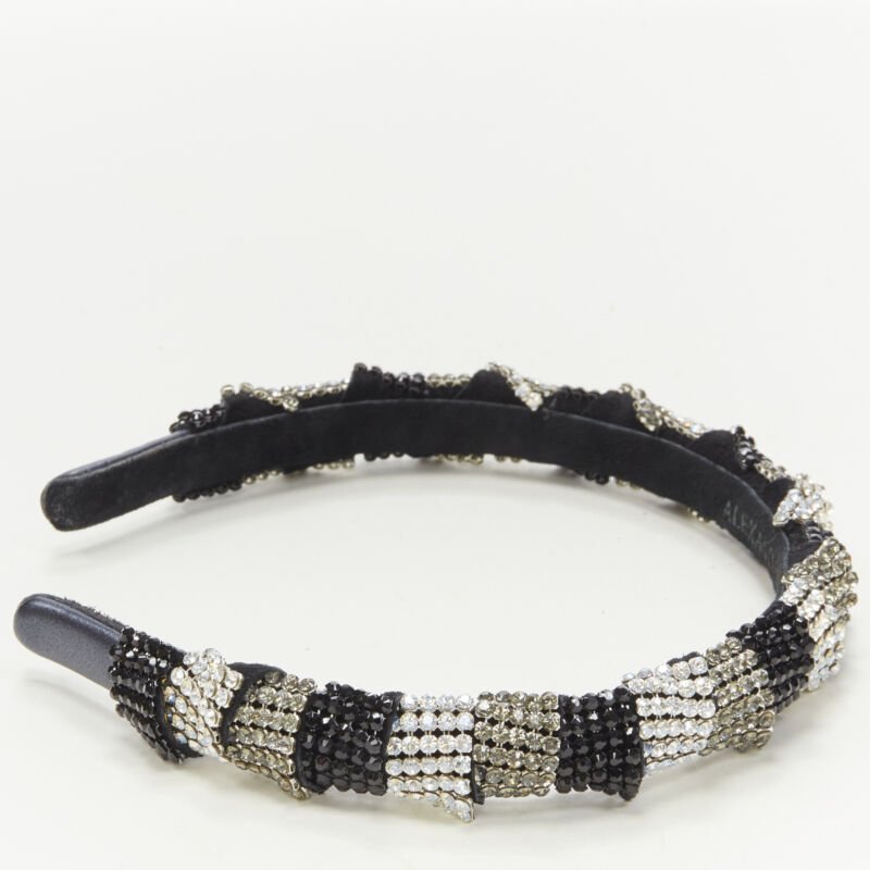 ALEXANDER ZOUARI black silver crystal encrusted headband