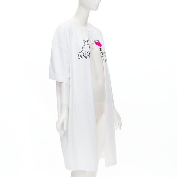 VETEMENTS 2018 Demna white We Love Our Hometown split front sweater XS