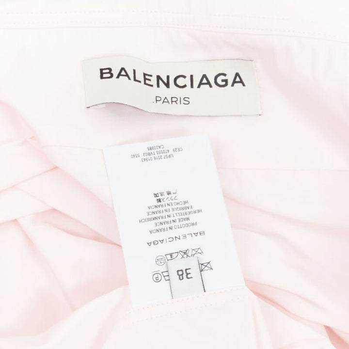 BALENCIAGA 2016 pink button pinched collar oversized shirt FR38 S