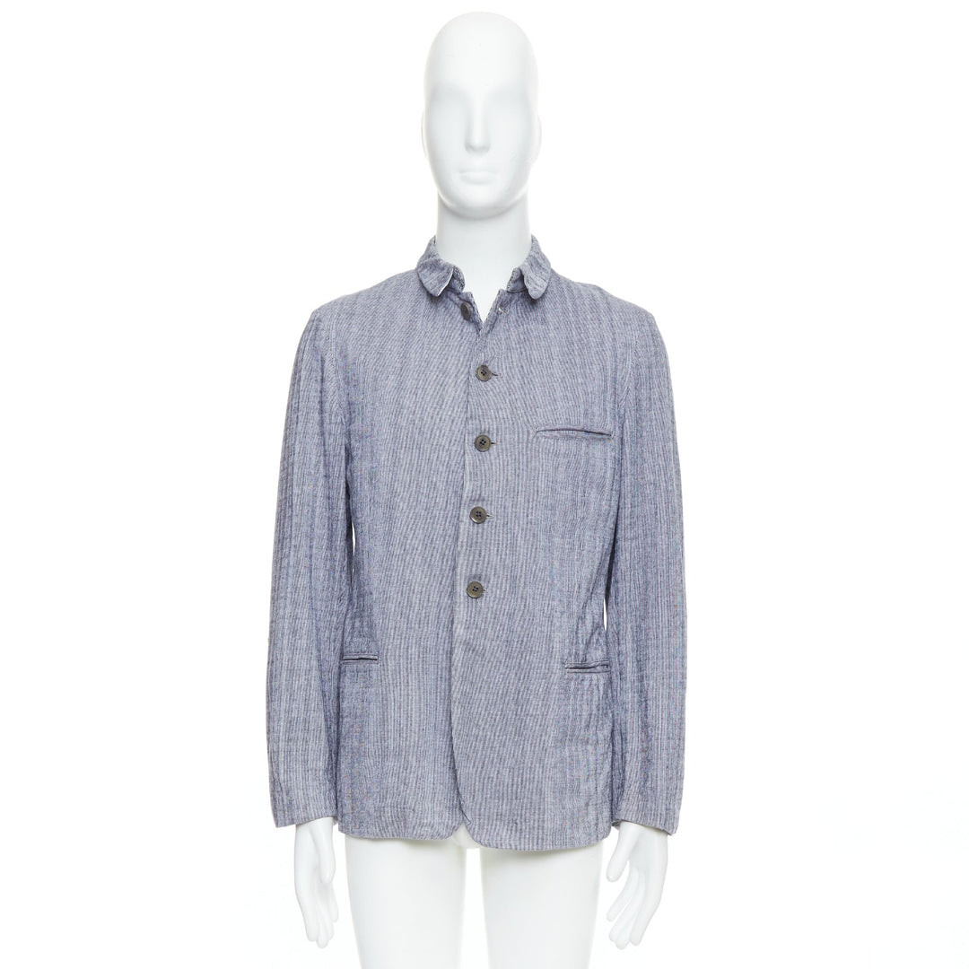 YOHJI YAMAMOTO Y's washed blue cotton drawstring waist blazer jacket JP3 L