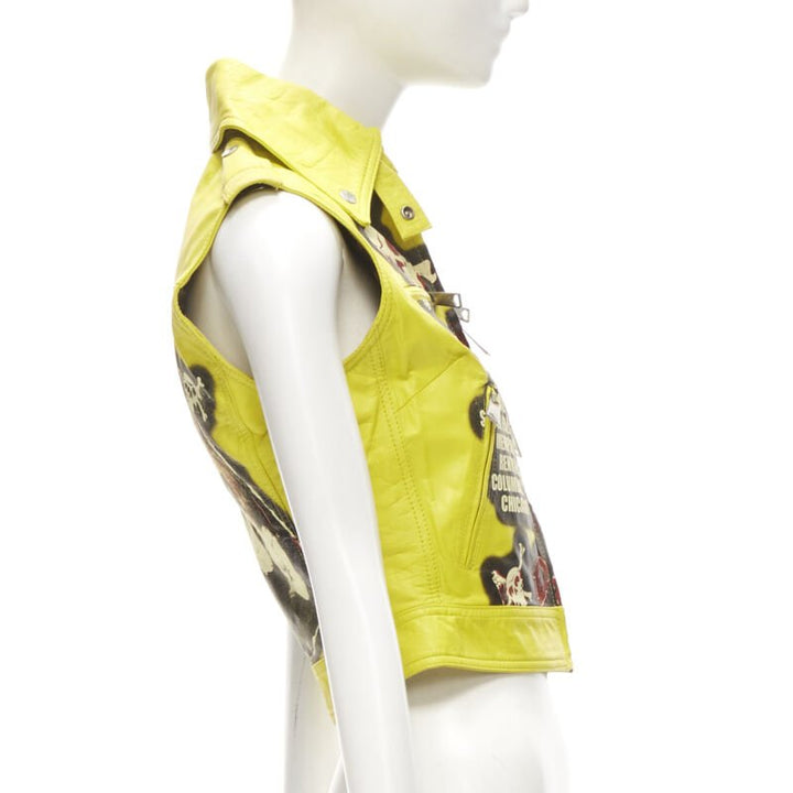 D&G DOLCE GABBANA Vintage 2001 yellow Modern Beauty rock leather biker IT38 XS