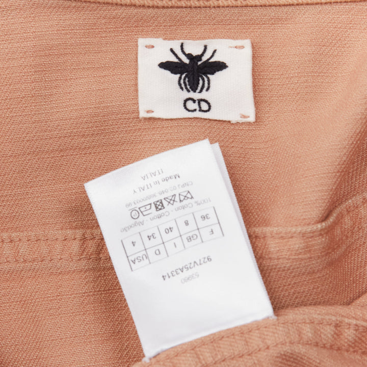 CHRISTIAN DIOR dirty peach denim CD bee logo boxy trucker jacket FR36 S