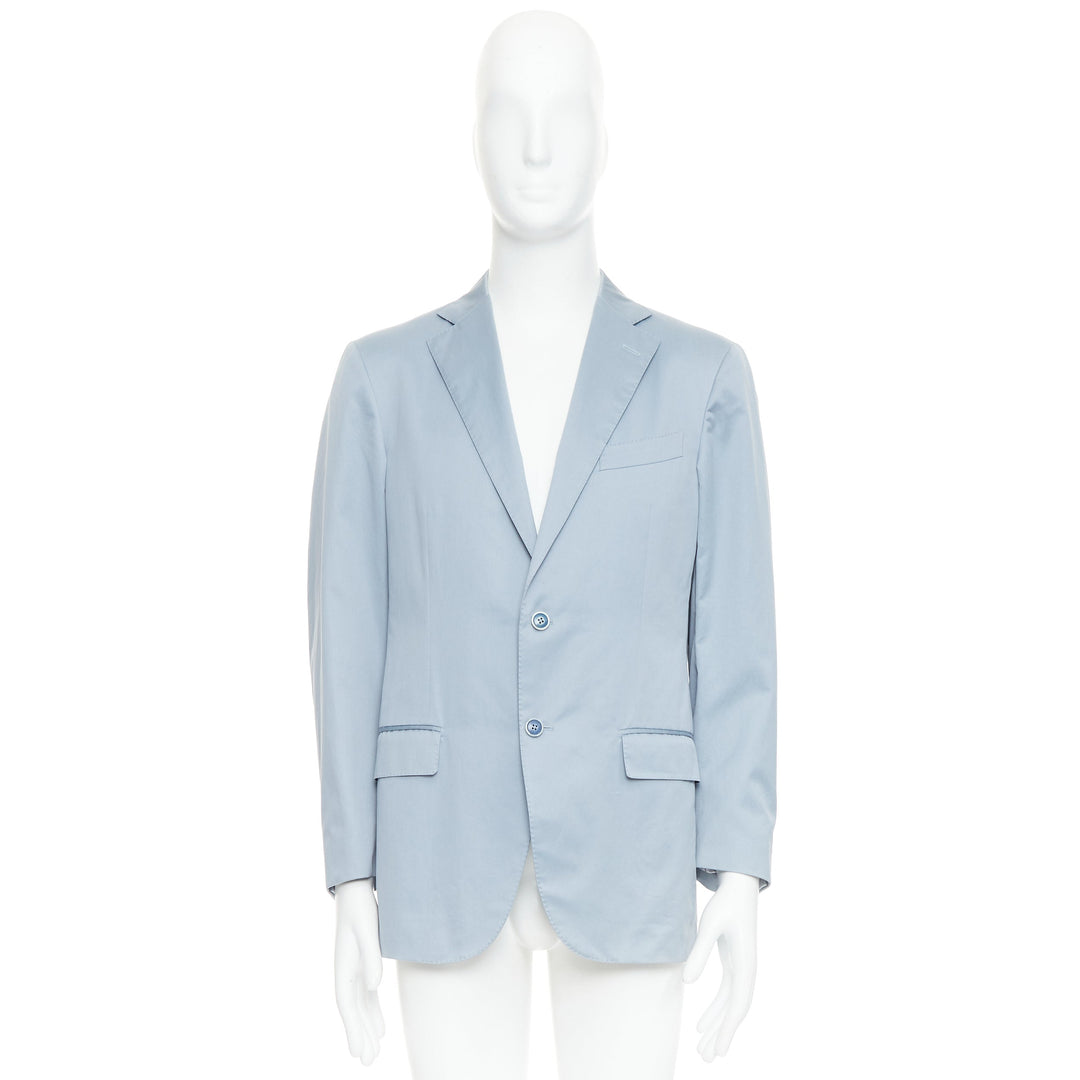 ERMENEGILDO ZEGNA light blue cotton handstitched lapel pockets blazer IT50 L