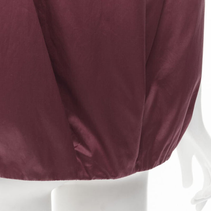 MARNI burgundy red cotton elasticated ruched cap sleeve boxy top IT38 XS