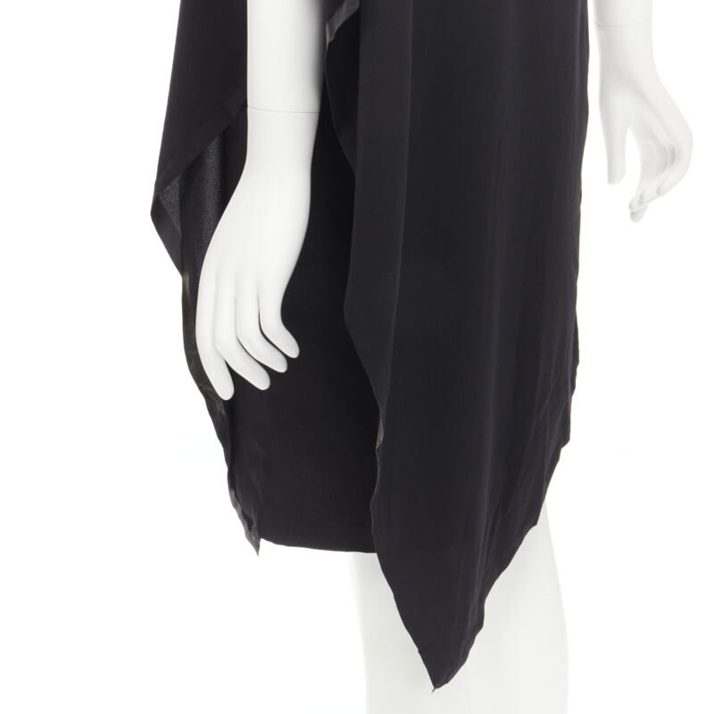 MAISON MARGIELA 2013 black polyester V-neck asymmetric bonded cape dress IT40 S