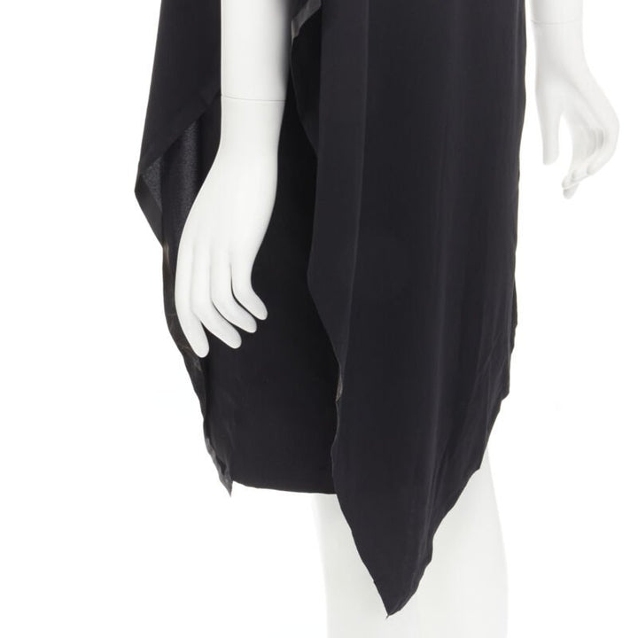MAISON MARGIELA 2013 black polyester V-neck asymmetric bonded cape dress IT40 S