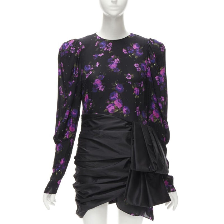 MAGDA BUTRYM Matera crystal embellished purple floral wrap skirt dress FR34 XS