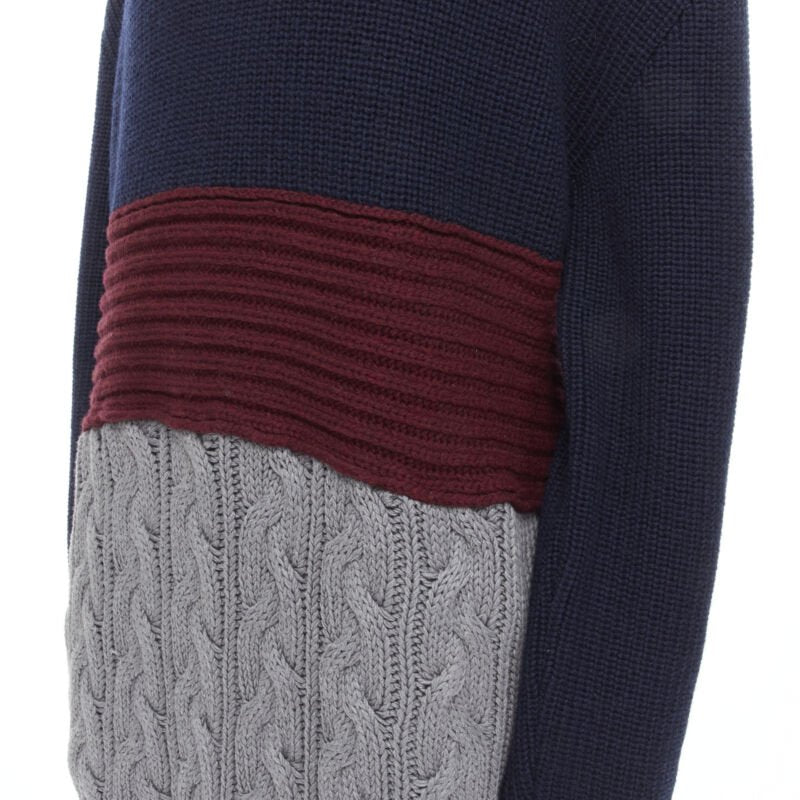 BALENCIAGA 2019 Runway 3 layered cable knit distressed oversized sweater M