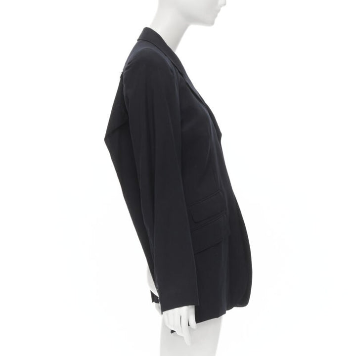 JUNYA WATANABE 1994 navy wool shoulder padded cut out back blazer M