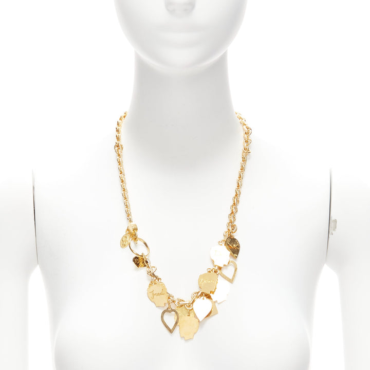 DSQUARED2 Vintage gold-tone Etched Boys Names heart breaker charms necklace