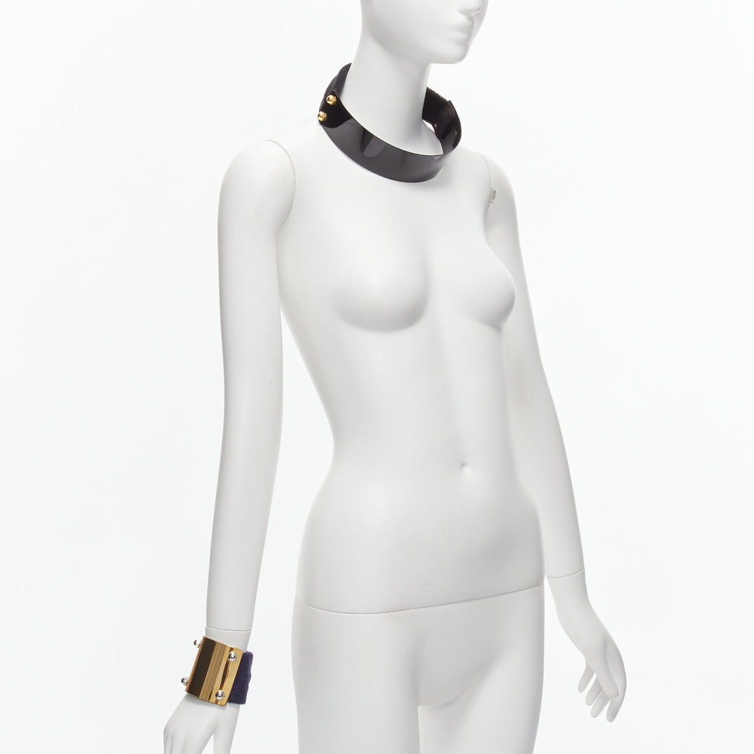 SACAI AMBUSH black gold navy metal studs terrycloth cuff XL choker set
