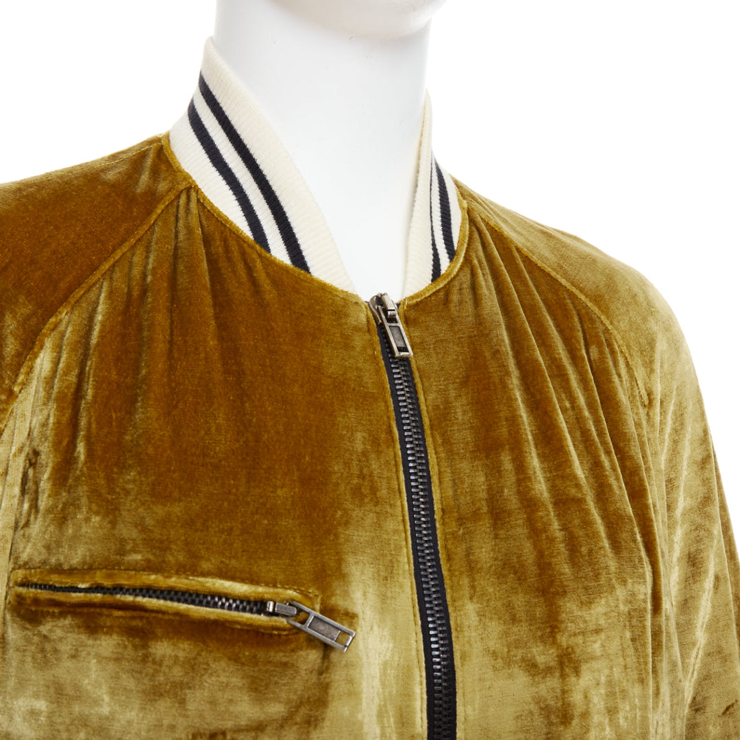 rare HAIDER ACKERMANN 2015 RUnway gold crushed velvet Teddy bomber jacket S