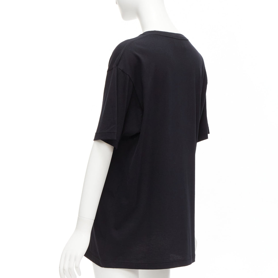 GUCCI black Vintage GG box logo cotton long relaxed tshirt XXS