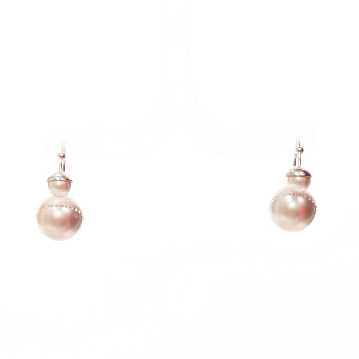 DIOR Tribales pealescent pink faux pearls crystal orbital pin earrings Pair