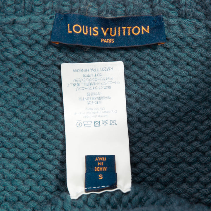 LOUIS VUITTON 2020 Runway turquoise blue wool chunky knit crop trucker jacket S