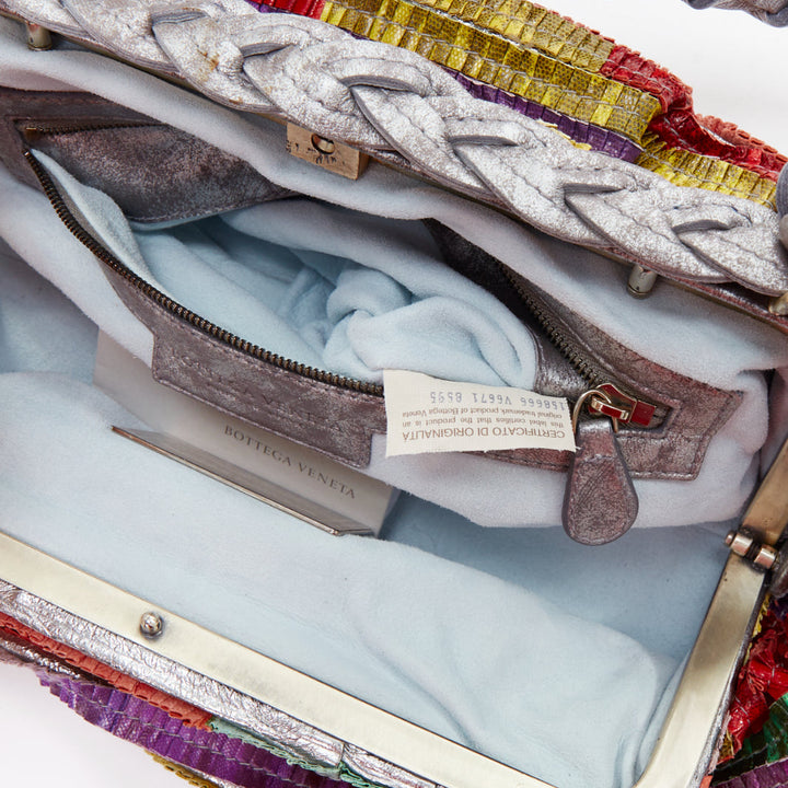 rare BOTTEGA VENETA 2006 Limited Edition multicolor scaled leather frame bag