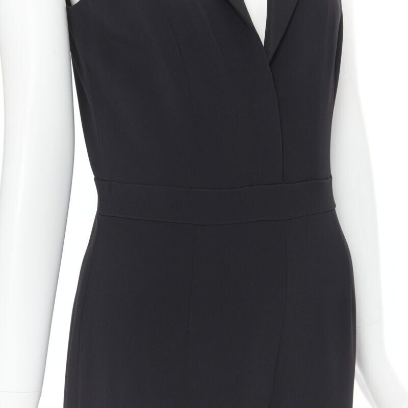 BRANDON MAXWELL black shawl collage plunge wide leg evening jumpsuit US2 XS