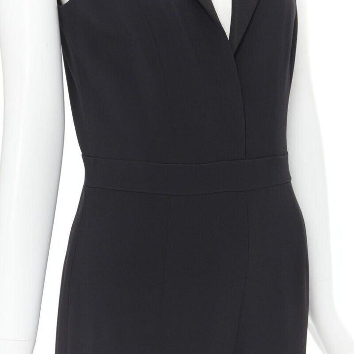 BRANDON MAXWELL black shawl collage plunge wide leg evening jumpsuit US2 XS
