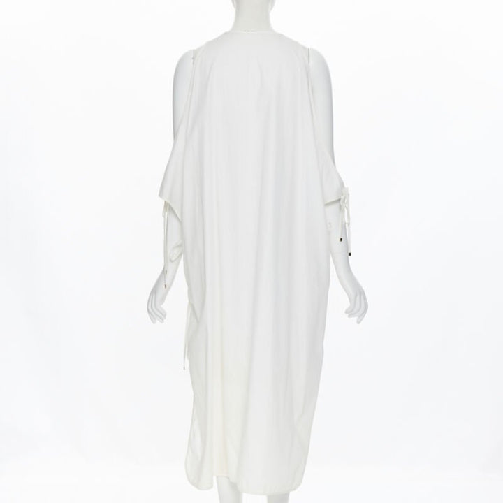 ROSETTA GETTY white cotton gold harware tie side high low casual dress XS