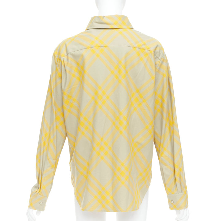 BURBERRY yellow khaki knight House Check long sleeve shirt UK8 S