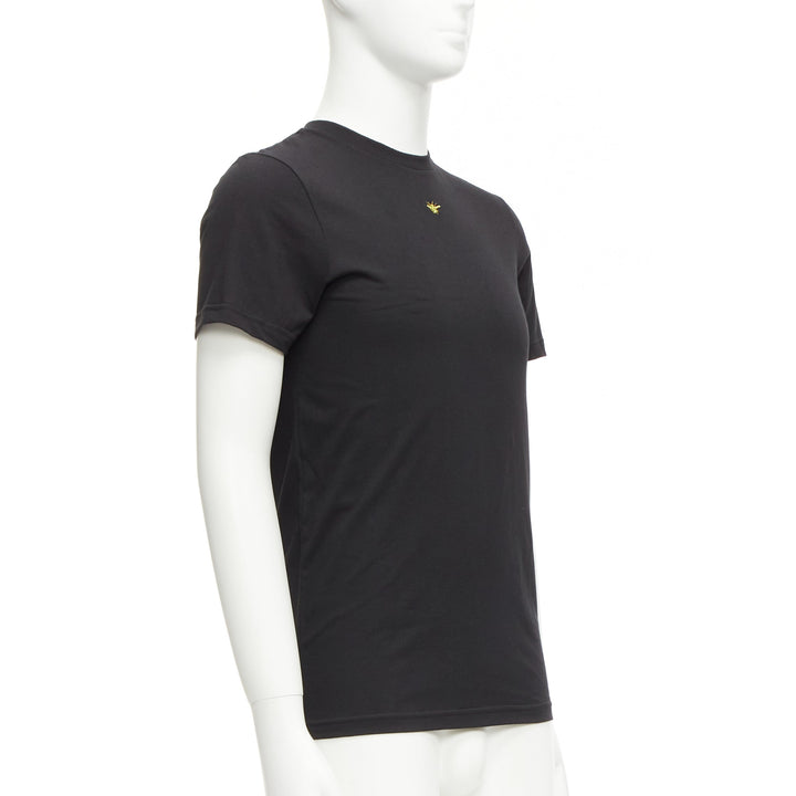DIOR HOMME black cotton gold bee embroidered fitted tshirt XXS