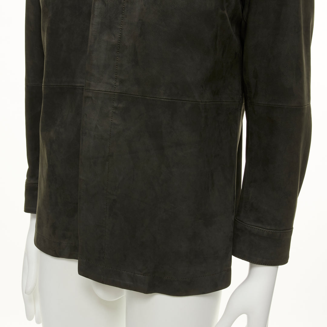 ISSEY MIYAKE WHITE LABEL grey cowhide suede leather overshirt jacket JP1 S