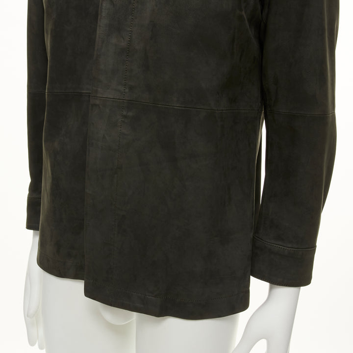 ISSEY MIYAKE WHITE LABEL grey cowhide suede leather overshirt jacket JP1 S